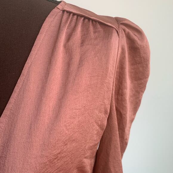 ⭐️ Express Ruffle Ruched Sleeve V Neck Top Blouse Long Sleeve SP Small Petite - Picture 5 of 11